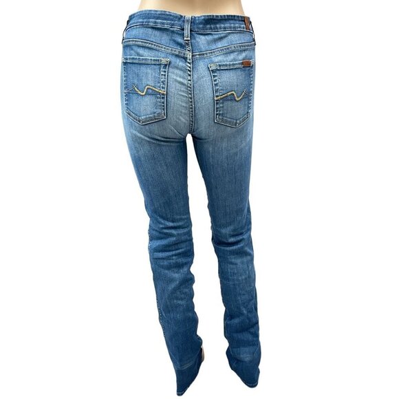 7 for All Mankind Kimmie Straight Leg Denim Jeans Medium Wash Blue Womens 26 - Picture 2 of 12